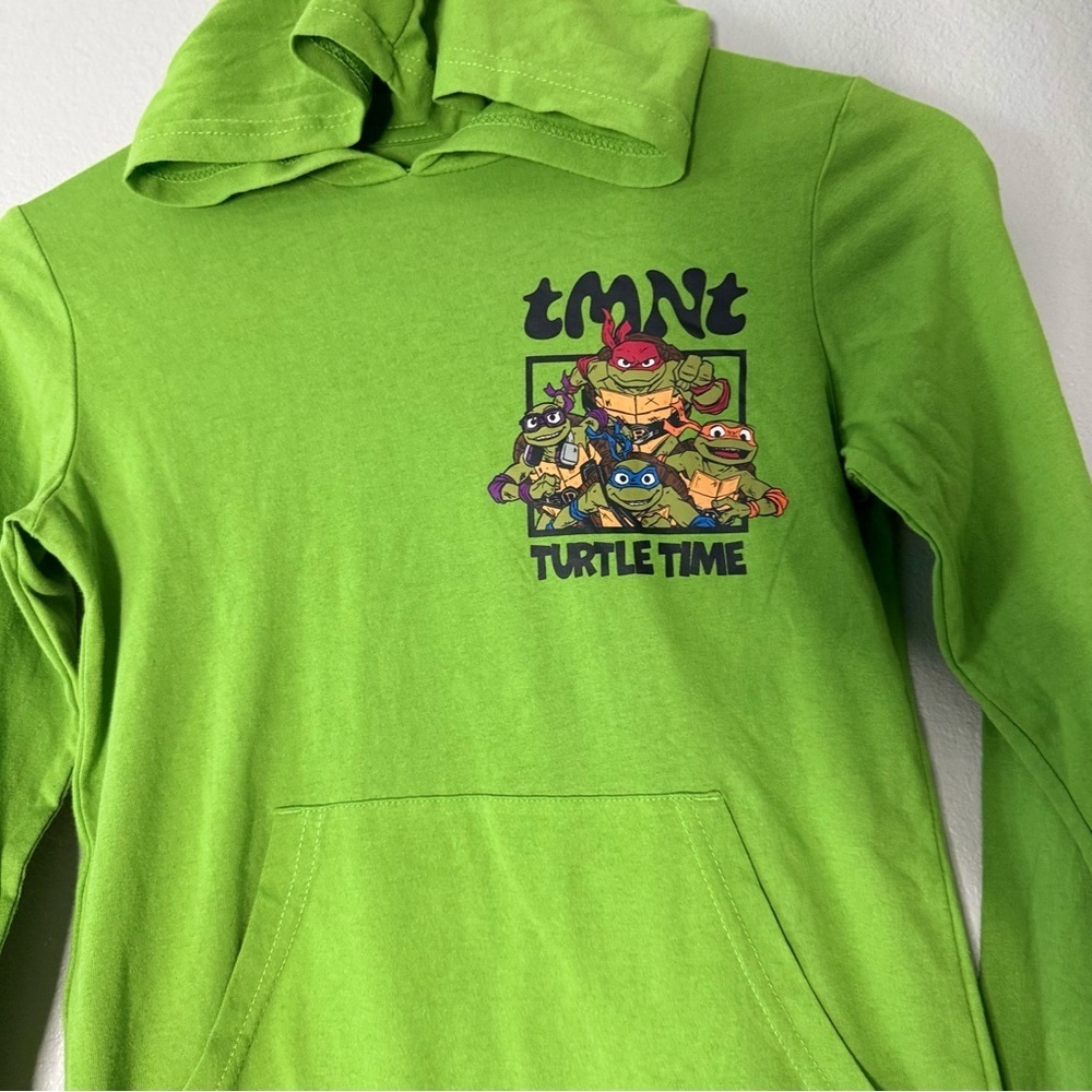 Teenage Mutant Ninja Turtles Kids Green Hoodie Long Sleeve Shirt Boys Small - Picture 2 of 10